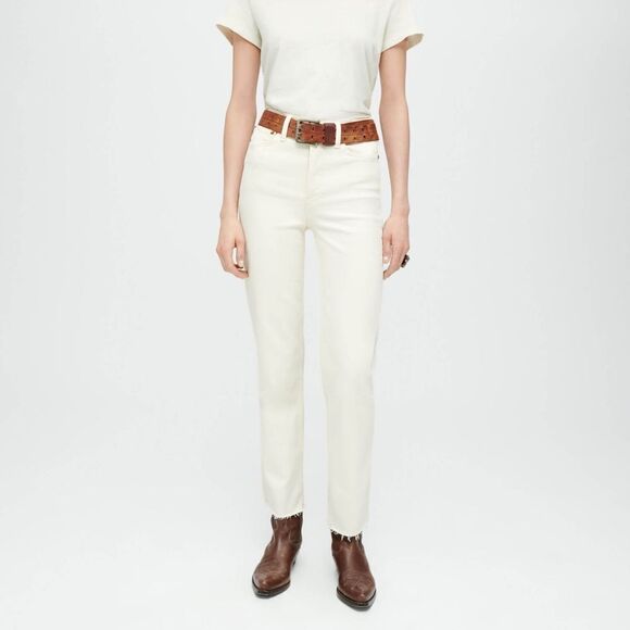 NWT  RE/DONE 70s High Rise Stove Pipe frayed straight-leg jeans - Picture 1 of 13